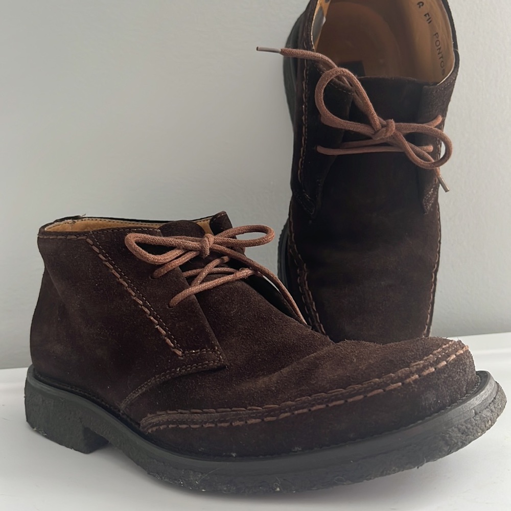 EUC BALLY Lace Up Pontos Dark Brown Suede Italian Leather Boots